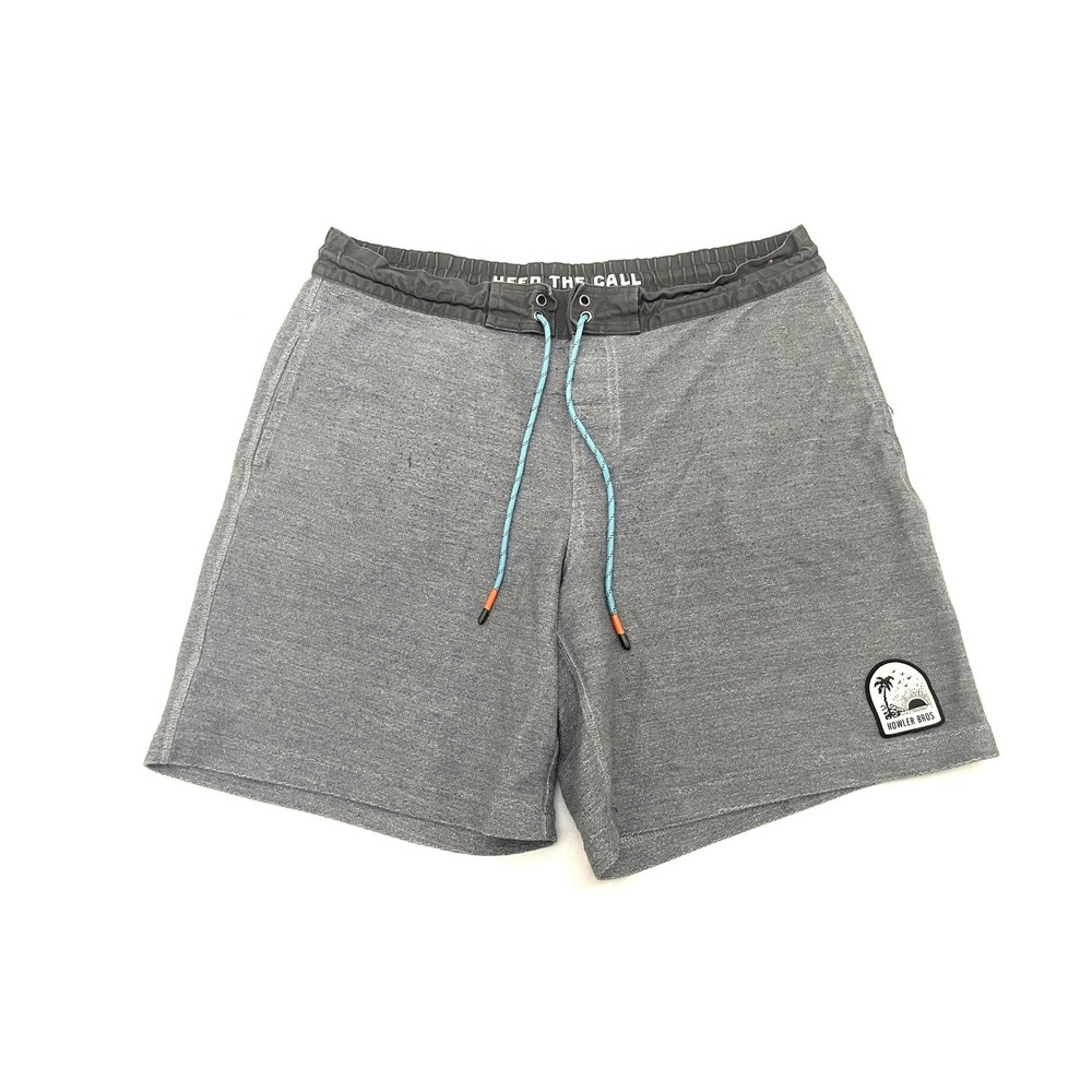 Howler Bros Tranquilo Chill Shorts 36 Gray 9" Inseam Knit French Terry Patch